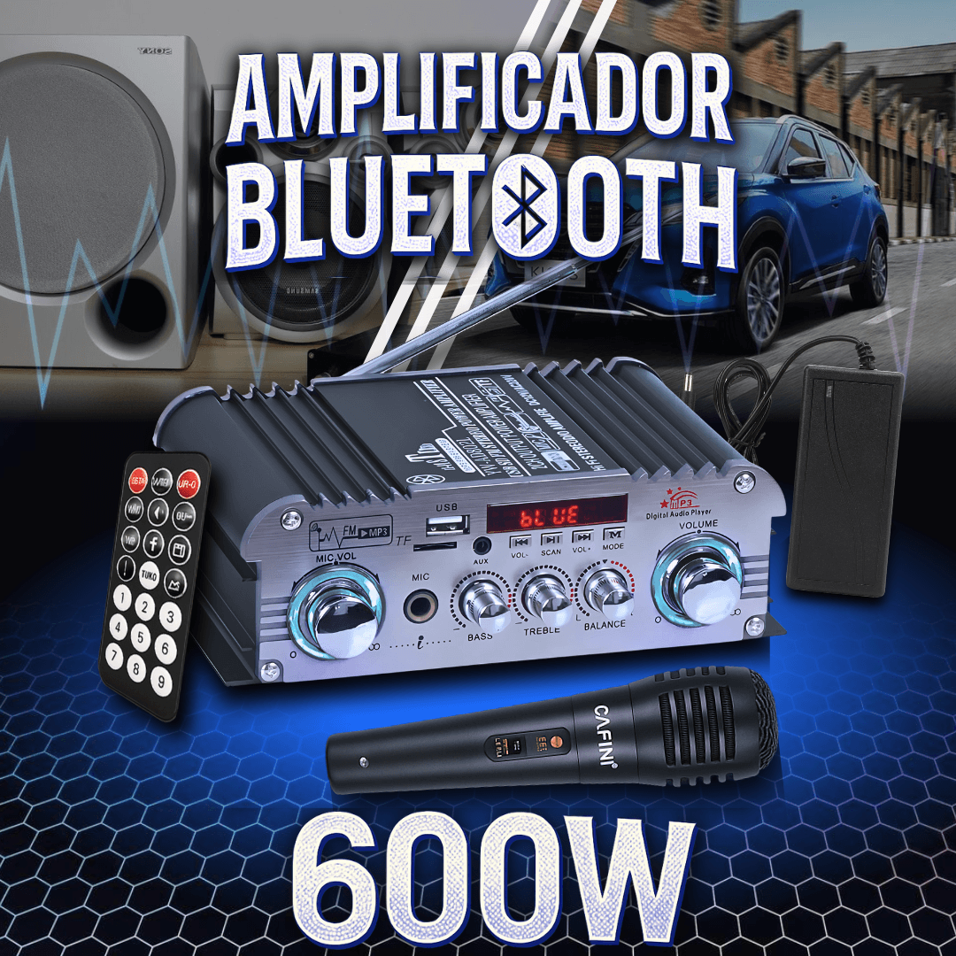 Amplificador Bluetooth con Micrófono 600W