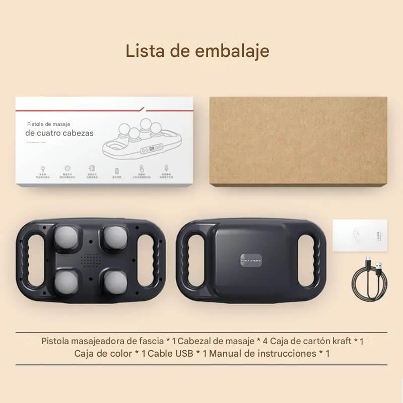 Pistola de Masajes de 4 Cabezas