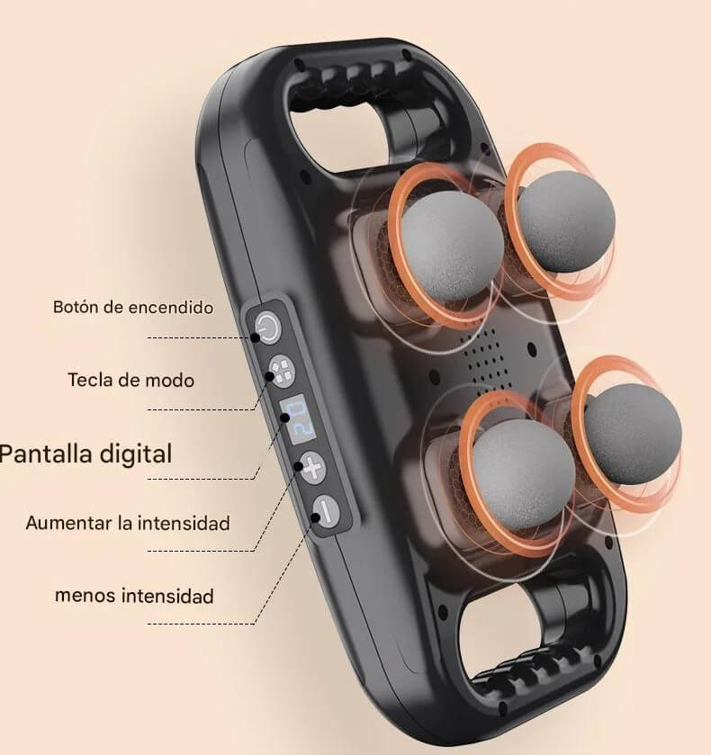 Pistola de Masajes de 4 Cabezas
