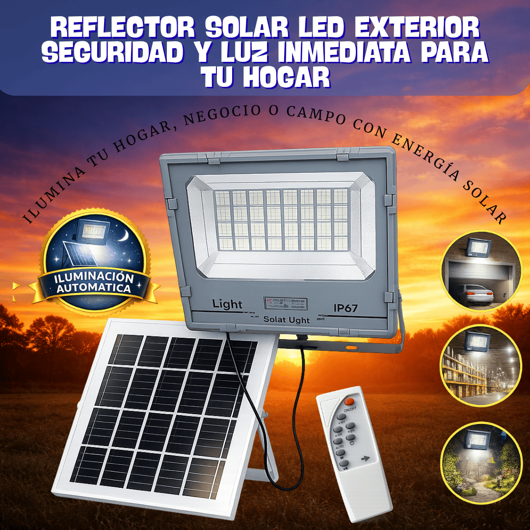 REFLECTOR LED SOLAR CON PANEL SOLAR – Tienda 1