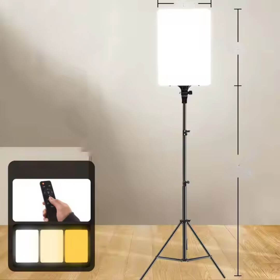 panel de luz LED con trípode