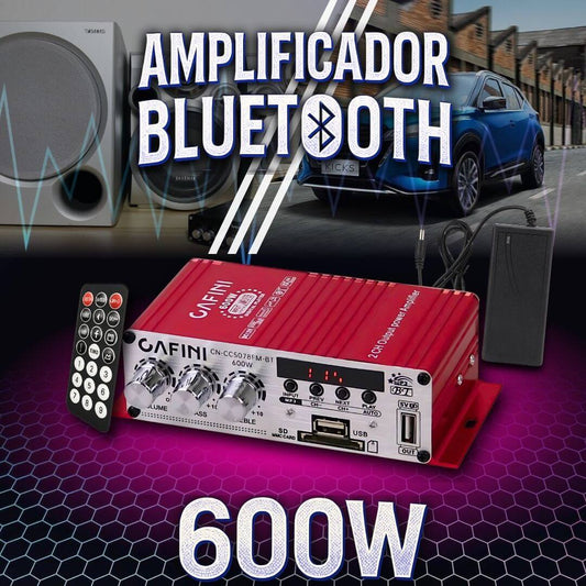 Amplificador 600W Bluetooth con Carga Rápida