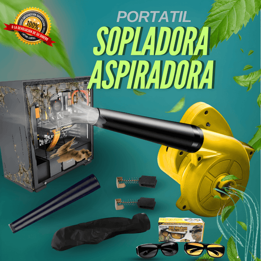 Sopladora Eléctrica y Aspiradora 800W + 2 Lentes Visión HD