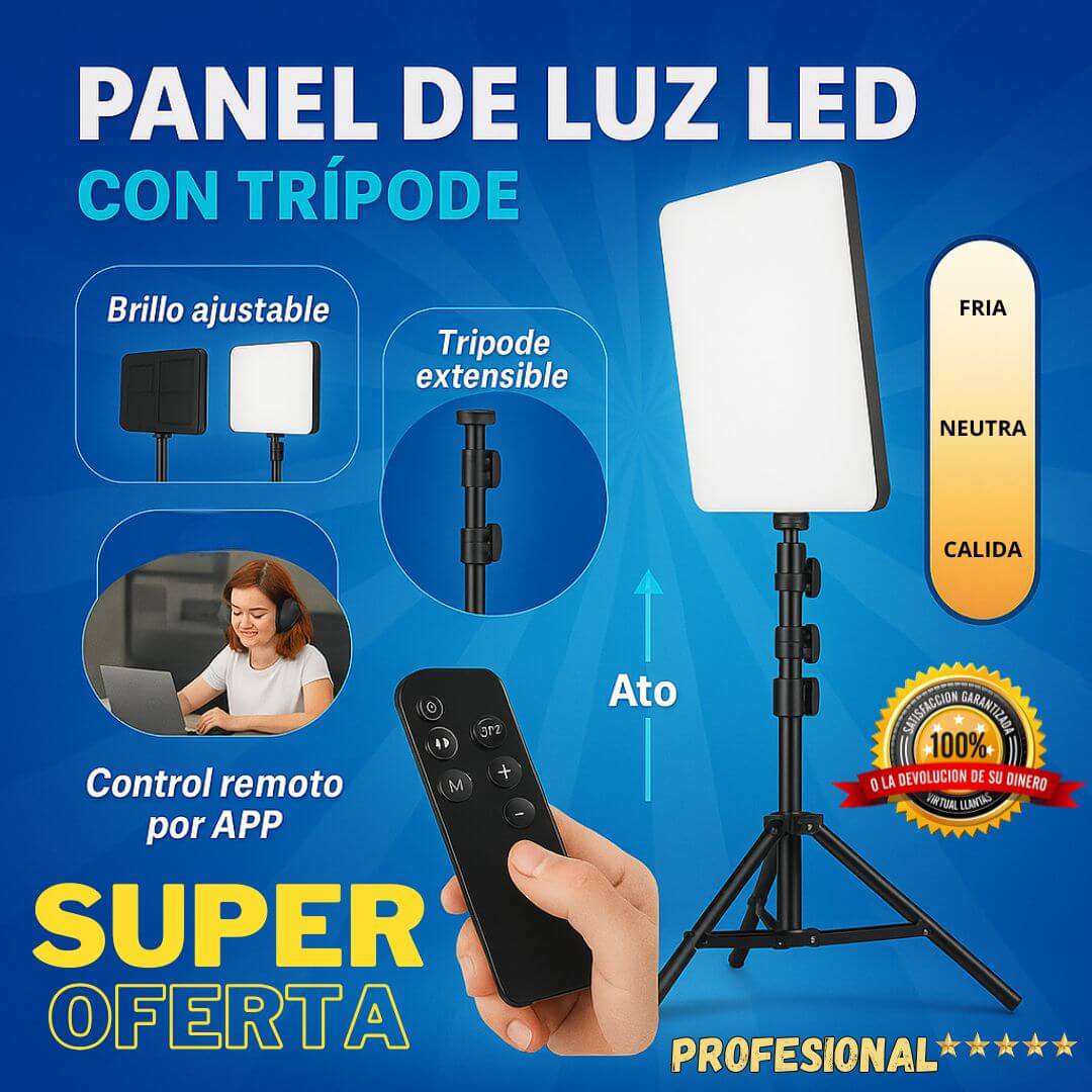 panel de luz LED con trípode