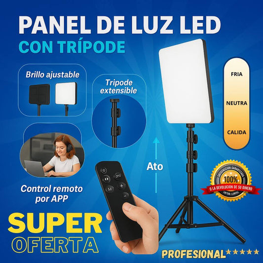 panel de luz LED con trípode