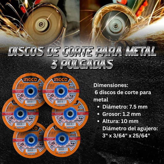 DISCO PARA METAL DE 3 PULGADAS kit 6 unidades