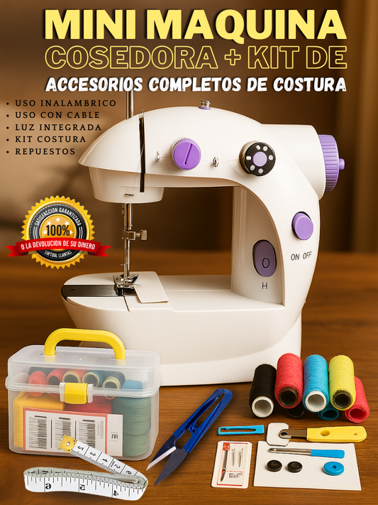 Mini maquina de coser portátil + Accesorios para costura
